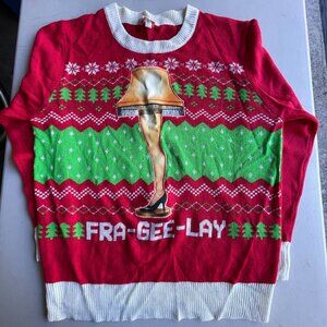 A Christmas Story Leg Lamp Ugly Christmas Sweater Adult L/XL Fragile Major Award
